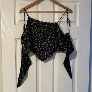 Garage Black Floral Crop Top